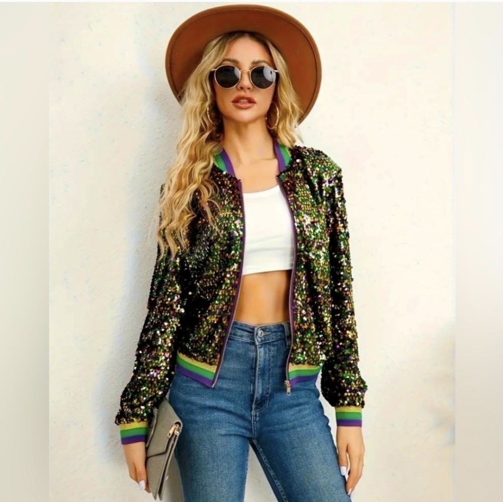 Mardi Gras Sequin Bomber Jacket